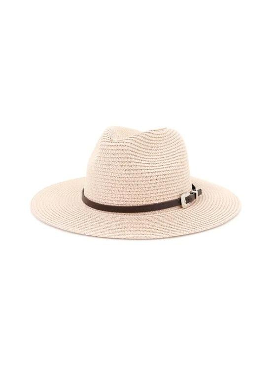 Belt Embellished Straw Outdoor Jazz Beach Hat - Straw Hat - INS | Online Fashion Free Shipping Clothing, Dresses, Tops, Shoes - 02/09/2021 - Autumn - Beige