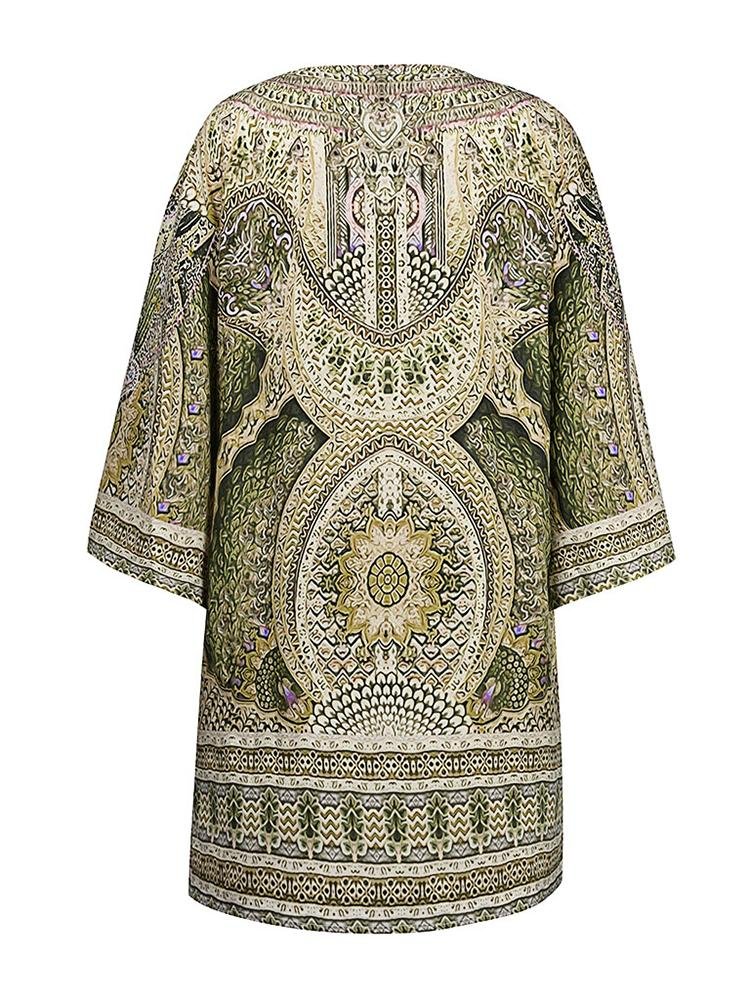 Bohemian V Loose Sleeve Printed Midi Vacation Dress - Midi Dresses - INS | Online Fashion Free Shipping Clothing, Dresses, Tops, Shoes - 22/04/2021 - Catagory_Midi Dresses - Color_Blue
