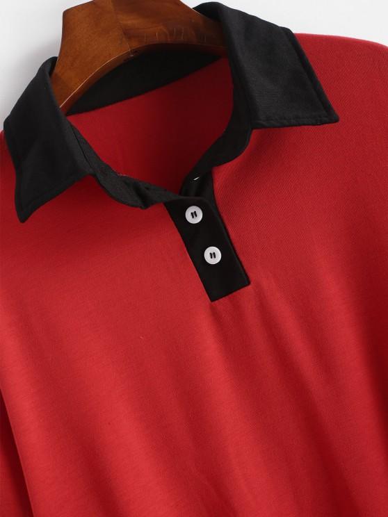 Button Front Two Tone Sweatshirt - INS | Online Fashion Free Shipping Clothing, Dresses, Tops, Shoes