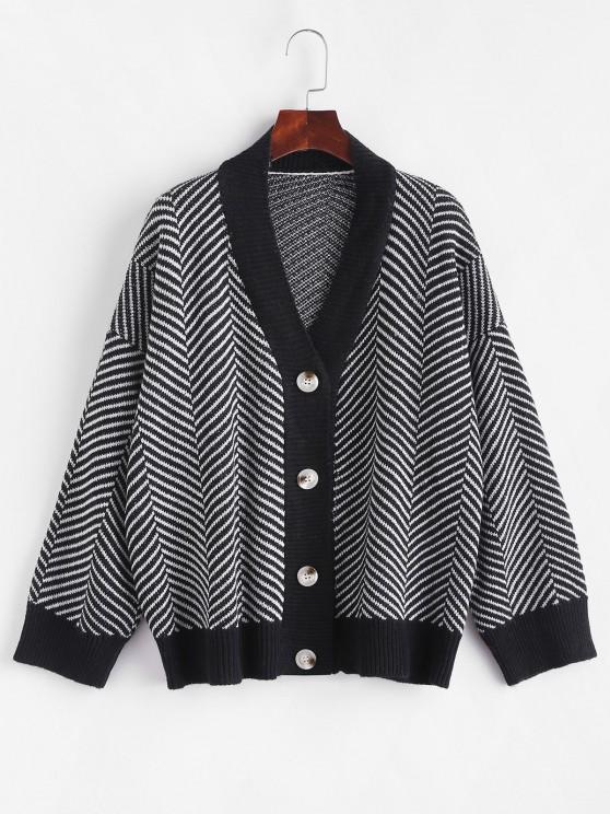 Button Up Stripes Oversized Cardigan - INS | Online Fashion Free Shipping Clothing, Dresses, Tops, Shoes