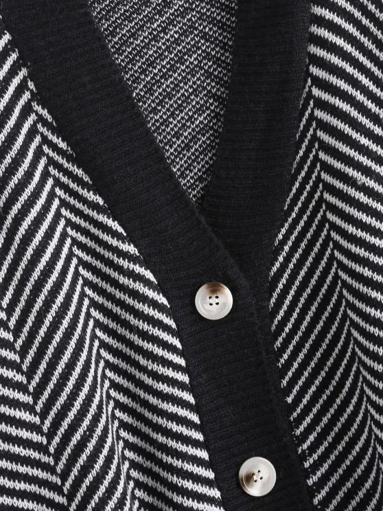 Button Up Stripes Oversized Cardigan - INS | Online Fashion Free Shipping Clothing, Dresses, Tops, Shoes