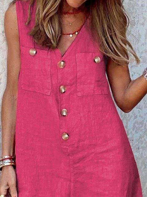 Buttoned Cardigan V-neck Jumpsuit - Jumpsuits - INS | Online Fashion Free Shipping Clothing, Dresses, Tops, Shoes - 11/06/2021 - Bottoms - Color_Blue