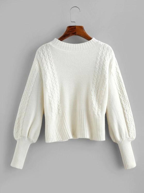 Cable Knit Balloon Sleeve Short Cardigan - INS | Online Fashion Free Shipping Clothing, Dresses, Tops, Shoes