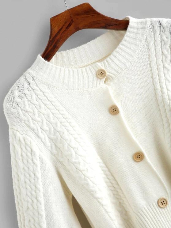 Cable Knit Balloon Sleeve Short Cardigan - INS | Online Fashion Free Shipping Clothing, Dresses, Tops, Shoes