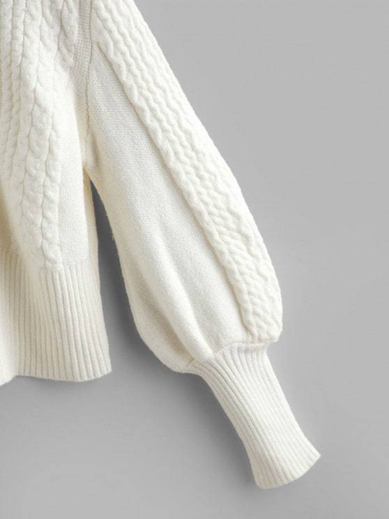 Cable Knit Balloon Sleeve Short Cardigan - INS | Online Fashion Free Shipping Clothing, Dresses, Tops, Shoes