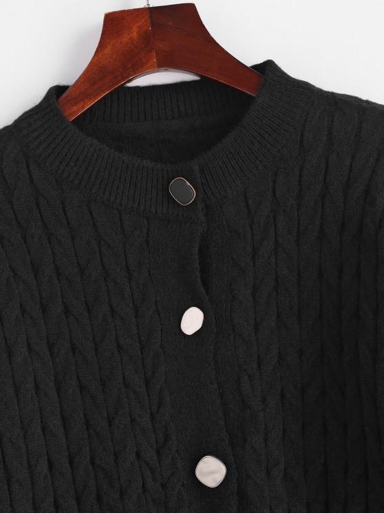 Cable Knit Button Up Angled Hem Cardigan - INS | Online Fashion Free Shipping Clothing, Dresses, Tops, Shoes