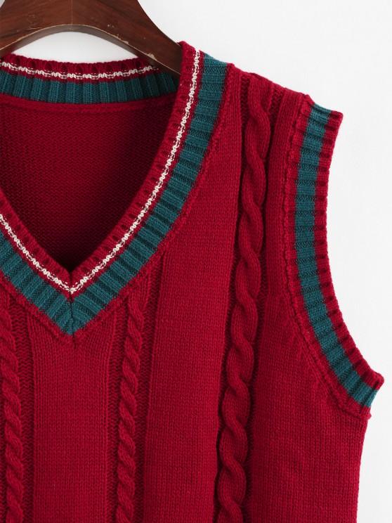 Cable Knit Colorblock V Neck Sweater Vest - INS | Online Fashion Free Shipping Clothing, Dresses, Tops, Shoes