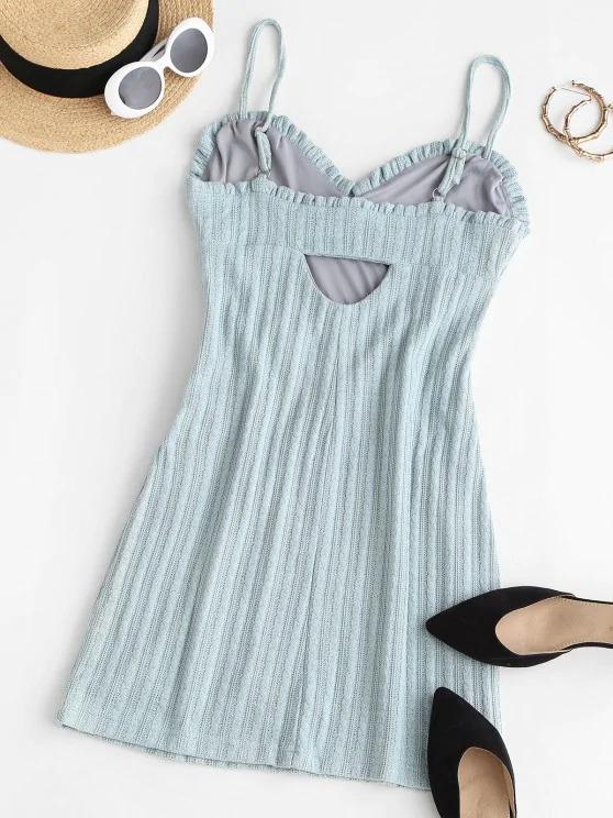 Cable Knit Cutout Frilled Sheath Bustier Dress - INS | Online Fashion Free Shipping Clothing, Dresses, Tops, Shoes