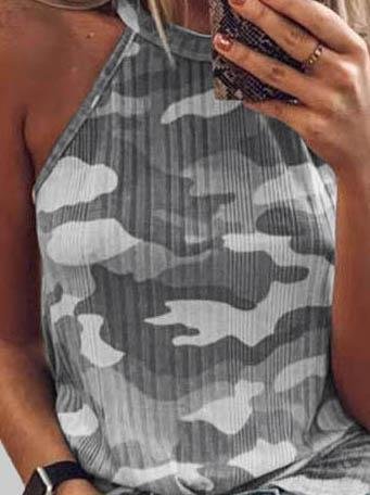 Camouflage Print Sleeveless Halter Vest - Tank Tops - INS | Online Fashion Free Shipping Clothing, Dresses, Tops, Shoes - 04/06/2021 - Color_Gray - Color_Green