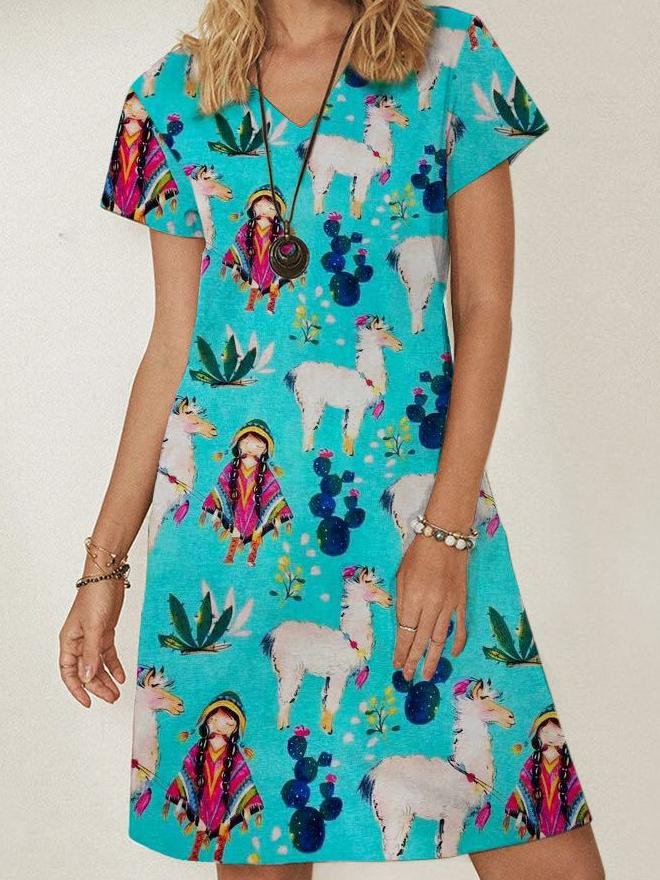 Cartoon Animal Casual Short Sleeve Round Neck Dress - Mini Dresses - INS | Online Fashion Free Shipping Clothing, Dresses, Tops, Shoes - 19/06/2021 - 20-30 - Category_Mini Dresses