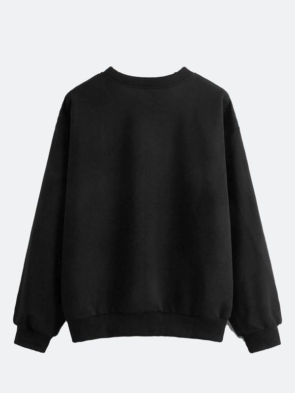 Cartoon Cat And Slogan Graphic Sweatshirt - INS | Online Fashion Free Shipping Clothing, Dresses, Tops, Shoes