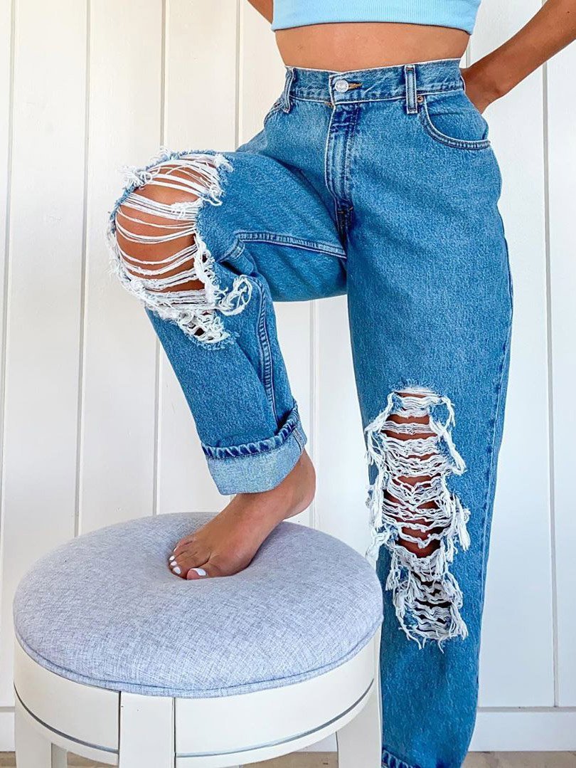 Casual Broken Hole Slim Pocket Jeans - Jeans - INS | Online Fashion Free Shipping Clothing, Dresses, Tops, Shoes - 20-30 - 23/07/2021 - Bottom