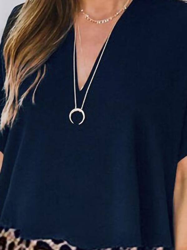 Casual Color Block V-neck Dress - Mini Dresses - INS | Online Fashion Free Shipping Clothing, Dresses, Tops, Shoes - 11/06/2021 - Color_Black - Color_Blue