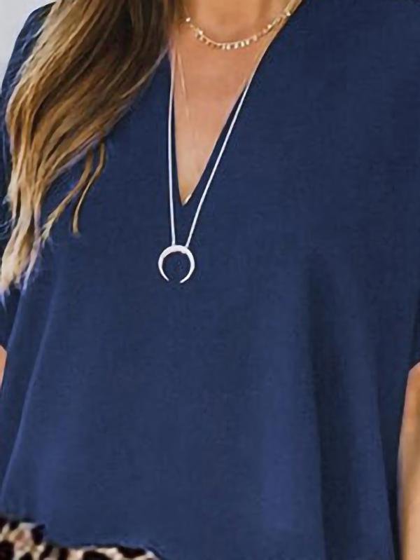 Casual Color Block V-neck Dress - Mini Dresses - INS | Online Fashion Free Shipping Clothing, Dresses, Tops, Shoes - 11/06/2021 - Color_Black - Color_Blue