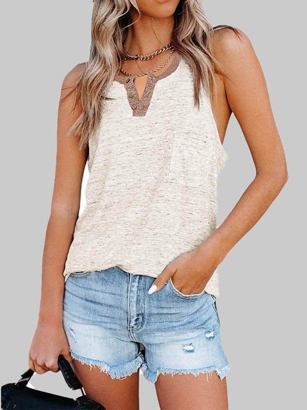 Casual Contrast Solid Color Vest - Tank Tops - INS | Online Fashion Free Shipping Clothing, Dresses, Tops, Shoes - 03/06/2021 - Color_Blue - Color_Gray