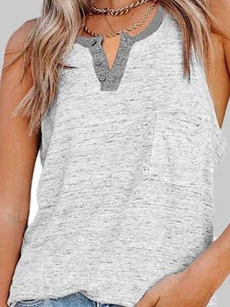 Casual Contrast Solid Color Vest - Tank Tops - INS | Online Fashion Free Shipping Clothing, Dresses, Tops, Shoes - 03/06/2021 - Color_Blue - Color_Gray