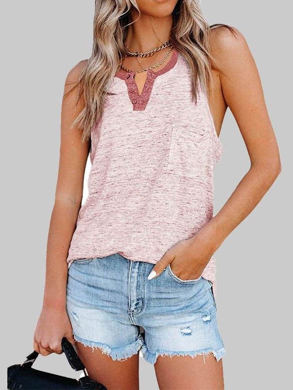 Casual Contrast Solid Color Vest - Tank Tops - INS | Online Fashion Free Shipping Clothing, Dresses, Tops, Shoes - 03/06/2021 - Color_Blue - Color_Gray
