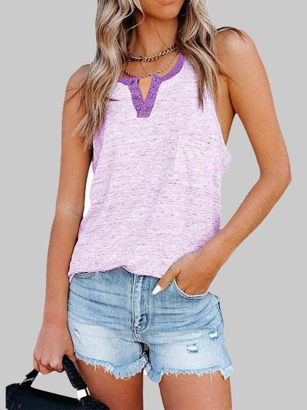 Casual Contrast Solid Color Vest - Tank Tops - INS | Online Fashion Free Shipping Clothing, Dresses, Tops, Shoes - 03/06/2021 - Color_Blue - Color_Gray