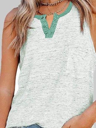 Casual Contrast Solid Color Vest - Tank Tops - INS | Online Fashion Free Shipping Clothing, Dresses, Tops, Shoes - 03/06/2021 - Color_Blue - Color_Gray