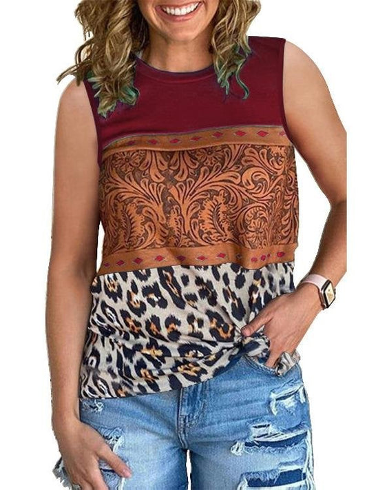 Casual Ethnic-style Color Matching Sleeveless Vest - Tank Tops - INS | Online Fashion Free Shipping Clothing, Dresses, Tops, Shoes - 19/05/2021 - Color_Black - Color_Green