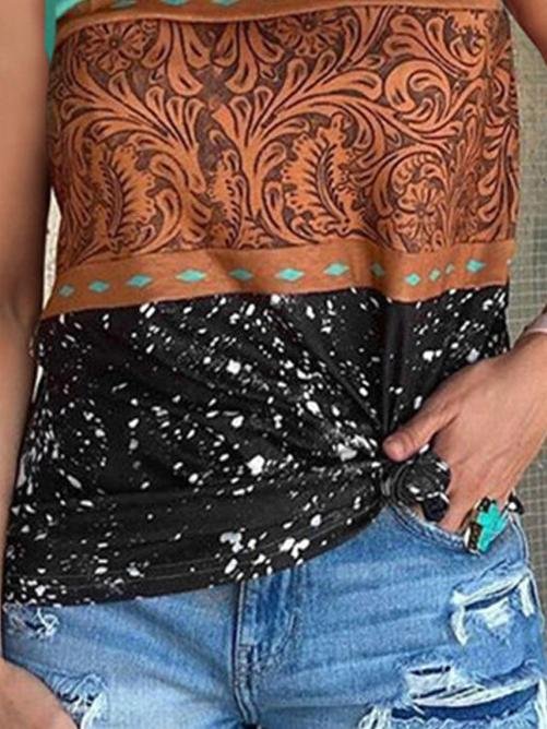 Casual Ethnic-style Color Matching Sleeveless Vest - Tank Tops - INS | Online Fashion Free Shipping Clothing, Dresses, Tops, Shoes - 19/05/2021 - Color_Black - Color_Green