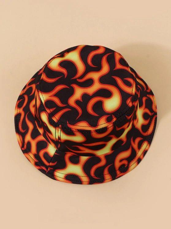 Casual Fire Print Bucket Hat - INS | Online Fashion Free Shipping Clothing, Dresses, Tops, Shoes