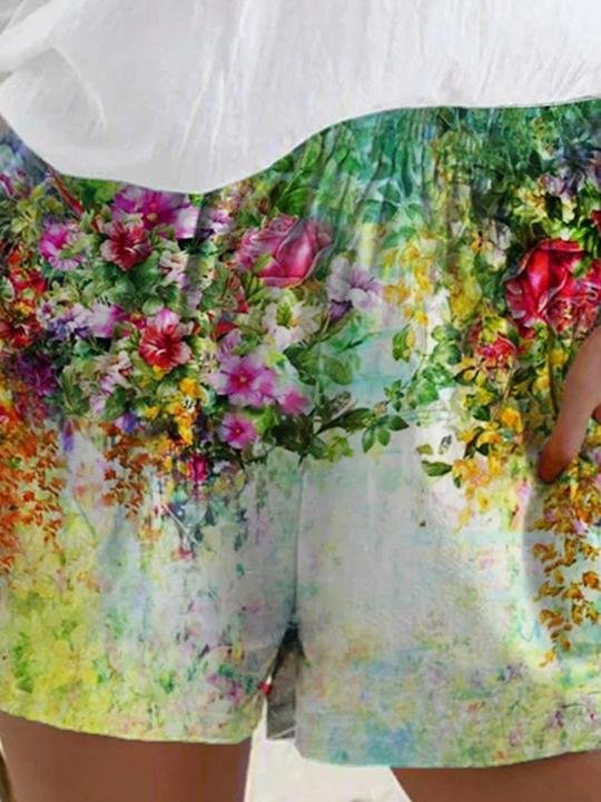 Casual Floral Print Pocket Shorts - Shorts - INS | Online Fashion Free Shipping Clothing, Dresses, Tops, Shoes - 11/06/2021 - Bottoms - Color_Blue