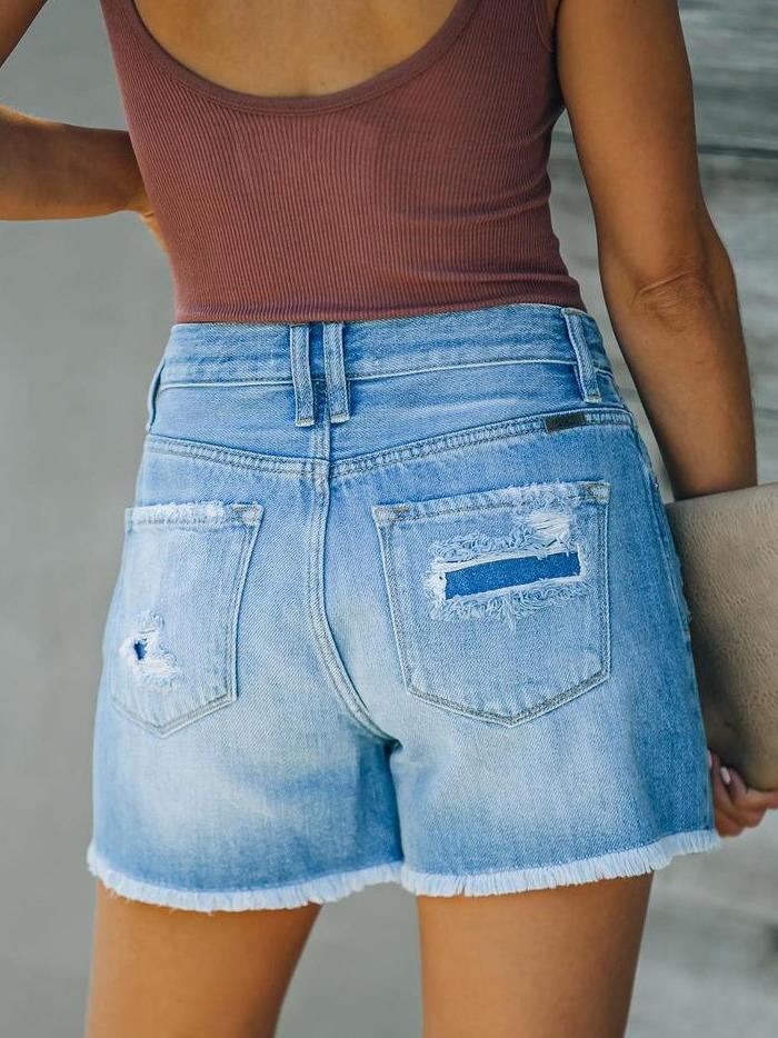 Casual High Waist Straight-leg Denim Shorts - Shorts - INS | Online Fashion Free Shipping Clothing, Dresses, Tops, Shoes - 19/07/2021 - 20-30 - Bottoms