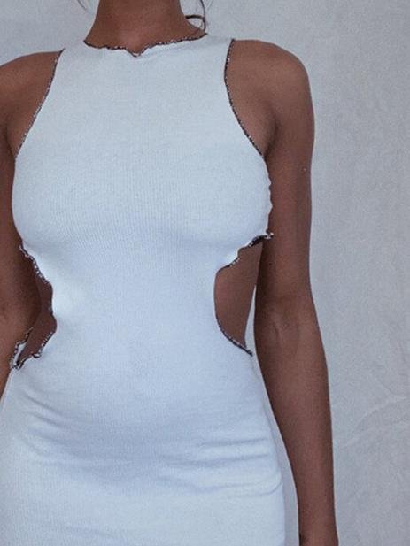 Casual Hollow Irregular Sleeveless Dress - Mini Dresses - INS | Online Fashion Free Shipping Clothing, Dresses, Tops, Shoes - 05/07/2021 - 10-20 - color-black