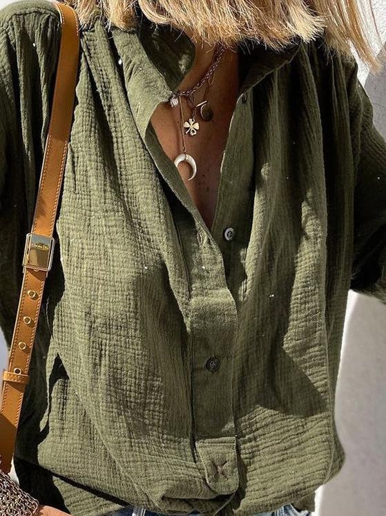 Casual Loose Button Long Sleeve Blouses - Blouses - INS | Online Fashion Free Shipping Clothing, Dresses, Tops, Shoes - 20-30 - 22/06/2021 - BLO2106221113