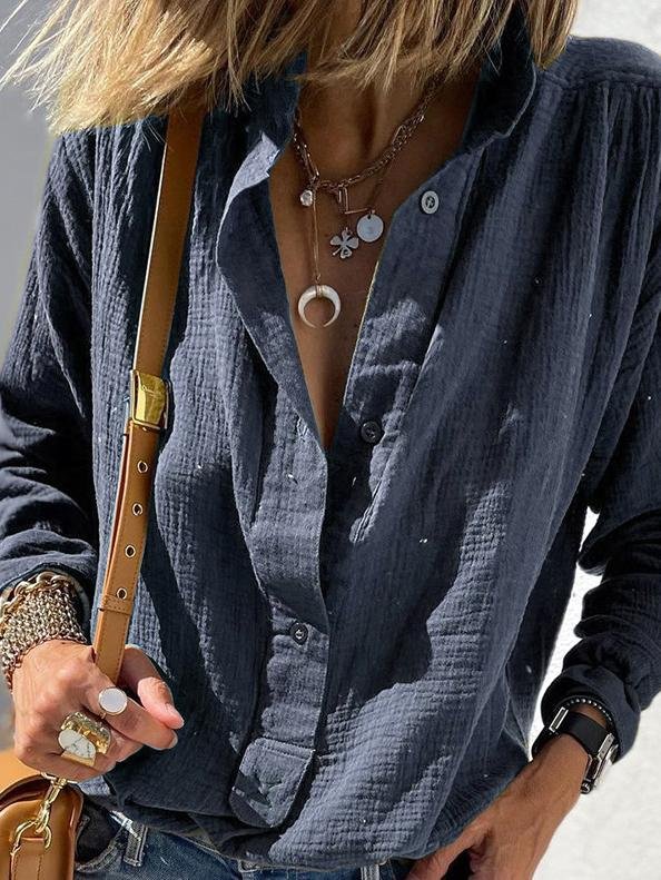 Casual Loose Button Long Sleeve Blouses - Blouses - INS | Online Fashion Free Shipping Clothing, Dresses, Tops, Shoes - 20-30 - 22/06/2021 - BLO2106221113