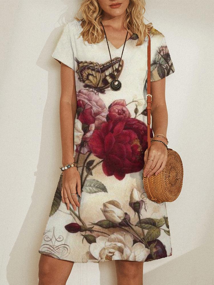 Casual Mid-waist Short-sleeved Dress - Mini Dresses - INS | Online Fashion Free Shipping Clothing, Dresses, Tops, Shoes - 20-30 - 23/06/2021 - color-apricot