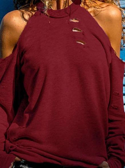 Casual Off Shoulder Long Sleeve T-shirt - T-shirts - INS | Online Fashion Free Shipping Clothing, Dresses, Tops, Shoes - 01/06/2021 - Color_Black - Color_Gray