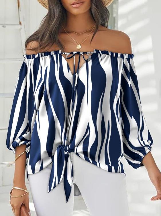 Casual One-word Shoulder Strap Blouse - Blouses - INS | Online Fashion Free Shipping Clothing, Dresses, Tops, Shoes - 20-30 - 30/06/2021 - BLO2106301134