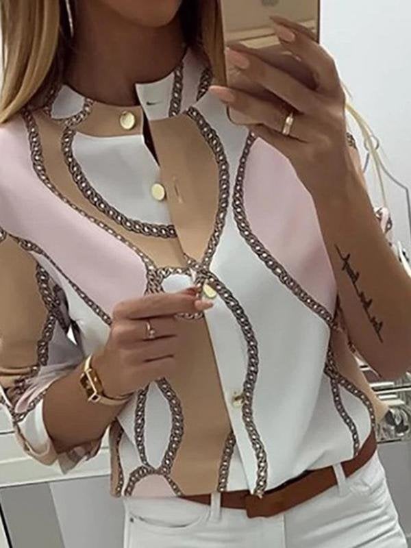 Casual Pineapple Printed Roll Sleeves Blouse - Blouses - INS | Online Fashion Free Shipping Clothing, Dresses, Tops, Shoes - 06//04/2021 - Autumn - Blouses