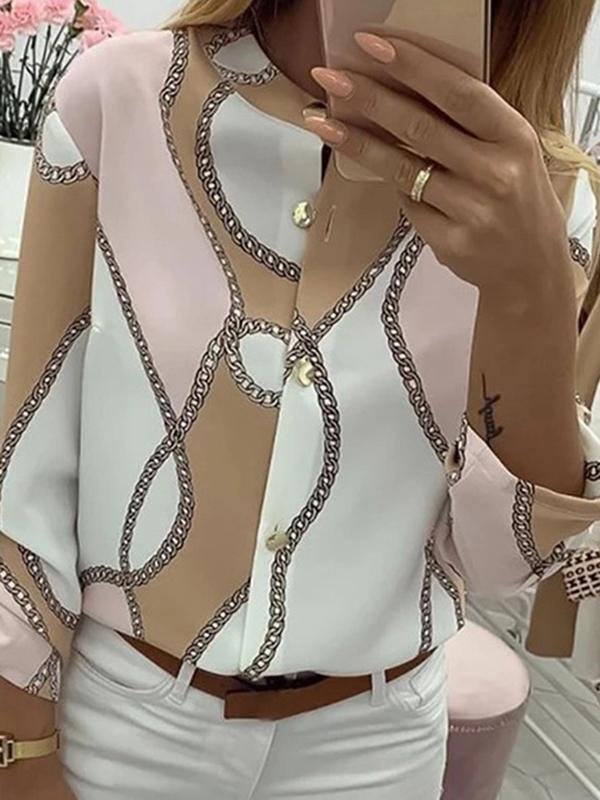 Casual Pineapple Printed Roll Sleeves Blouse - Blouses - INS | Online Fashion Free Shipping Clothing, Dresses, Tops, Shoes - 06//04/2021 - Autumn - Blouses