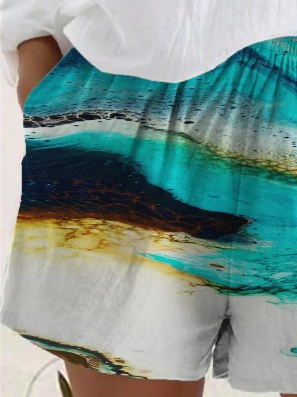 Casual Print Pocket Shorts - Shorts - INS | Online Fashion Free Shipping Clothing, Dresses, Tops, Shoes - 11/06/2021 - Bottoms - Color_Blue