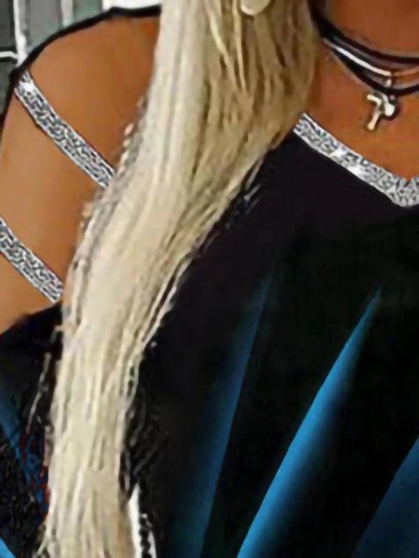 Casual Printed V-neck Long Sleeve T-shirt - T-shirts - INS | Online Fashion Free Shipping Clothing, Dresses, Tops, Shoes - 11/06/2021 - Color_Black - Color_Blue