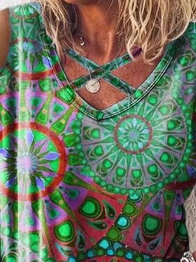 Casual Printing Hollow T-shirts - T-shirts - INS | Online Fashion Free Shipping Clothing, Dresses, Tops, Shoes - 10-20 - 18/06/2021 - color-green