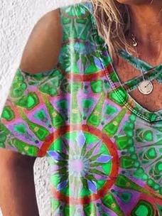 Casual Printing Hollow T-shirts - T-shirts - INS | Online Fashion Free Shipping Clothing, Dresses, Tops, Shoes - 10-20 - 18/06/2021 - color-green