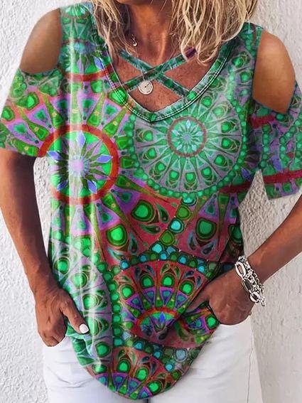 Casual Printing Hollow T-shirts - T-shirts - INS | Online Fashion Free Shipping Clothing, Dresses, Tops, Shoes - 10-20 - 18/06/2021 - color-green