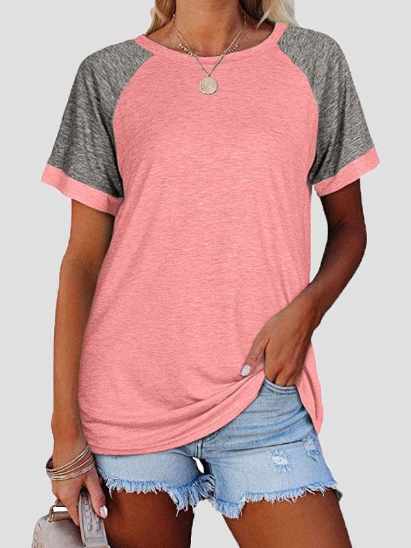 Casual Round Neck Short Sleeve Two Color T-shirts - T-Shirts - INS | Online Fashion Free Shipping Clothing, Dresses, Tops, Shoes - 02/06/2021 - Category_T-Shirts - Color_Black