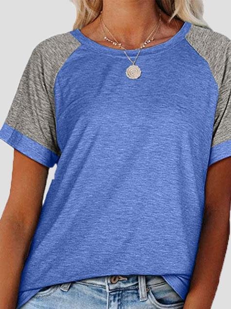 Casual Round Neck Short Sleeve Two Color T-shirts - T-Shirts - INS | Online Fashion Free Shipping Clothing, Dresses, Tops, Shoes - 02/06/2021 - Category_T-Shirts - Color_Black