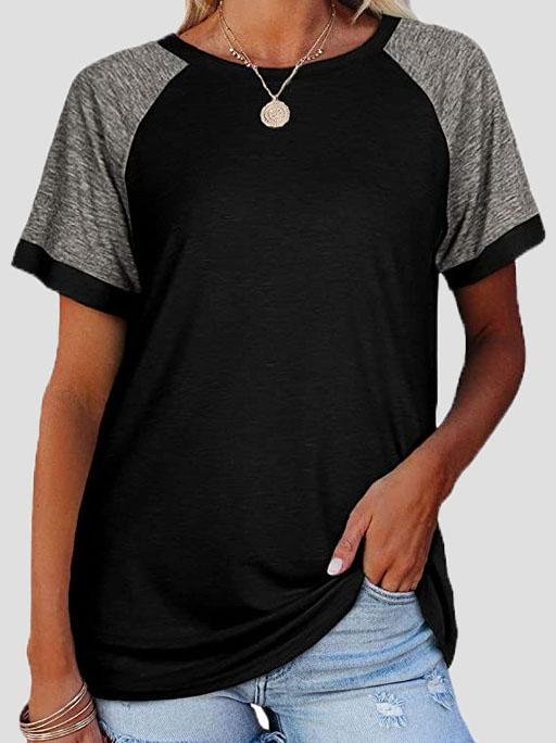 Casual Round Neck Short Sleeve Two Color T-shirts - T-Shirts - INS | Online Fashion Free Shipping Clothing, Dresses, Tops, Shoes - 02/06/2021 - Category_T-Shirts - Color_Black