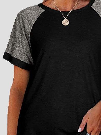 Casual Round Neck Short Sleeve Two Color T-shirts - T-Shirts - INS | Online Fashion Free Shipping Clothing, Dresses, Tops, Shoes - 02/06/2021 - Category_T-Shirts - Color_Black