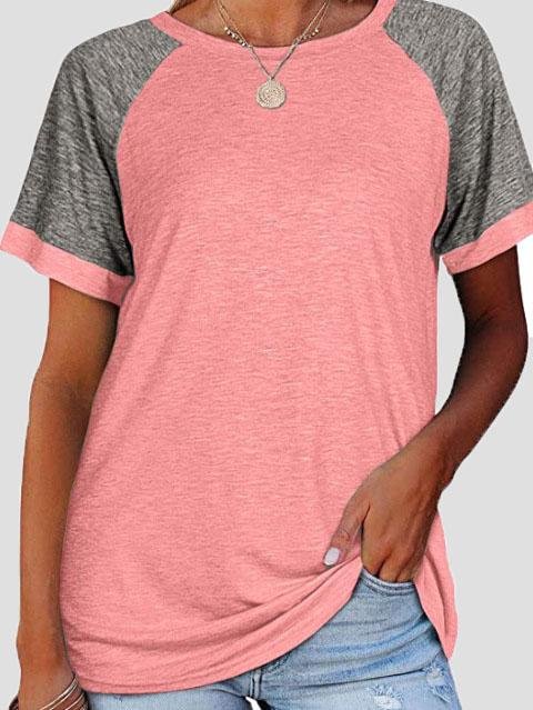 Casual Round Neck Short Sleeve Two Color T-shirts - T-Shirts - INS | Online Fashion Free Shipping Clothing, Dresses, Tops, Shoes - 02/06/2021 - Category_T-Shirts - Color_Black
