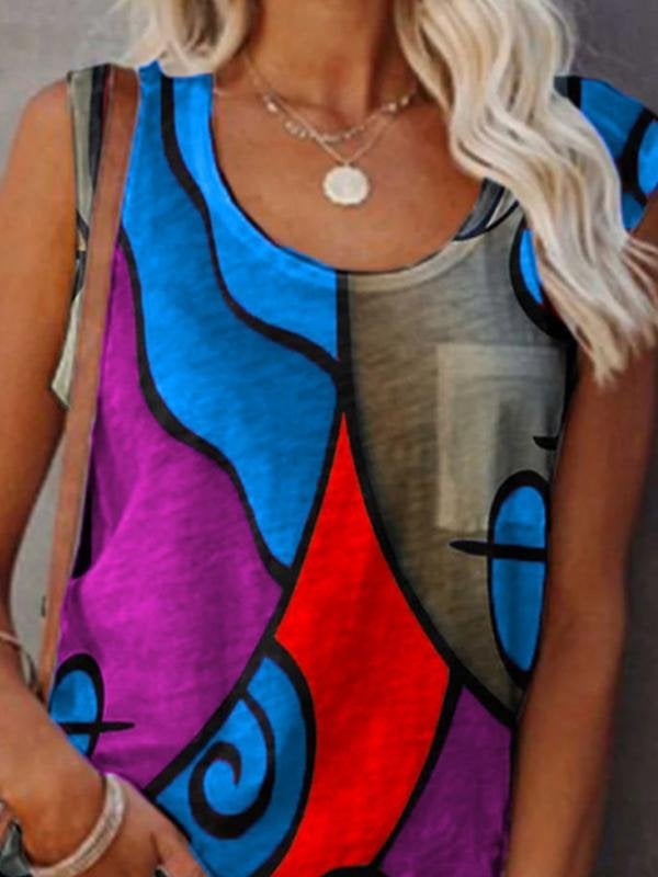 Casual Sleeveless Colorblock Tanks Tops - Tanks Tops - INS | Online Fashion Free Shipping Clothing, Dresses, Tops, Shoes - 24/05/2021 - Category_Tanks Tops - Color_Blue