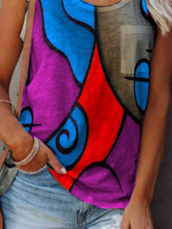 Casual Sleeveless Colorblock Tanks Tops - Tanks Tops - INS | Online Fashion Free Shipping Clothing, Dresses, Tops, Shoes - 24/05/2021 - Category_Tanks Tops - Color_Blue