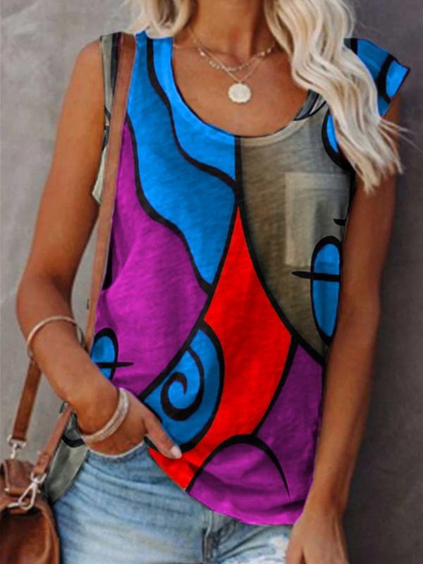 Casual Sleeveless Colorblock Tanks Tops - Tanks Tops - INS | Online Fashion Free Shipping Clothing, Dresses, Tops, Shoes - 24/05/2021 - Category_Tanks Tops - Color_Blue
