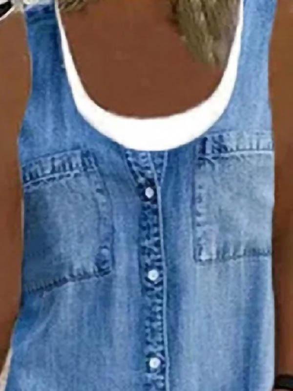 Casual Sleeveless Retro Stitching Mini Dress - Mini Dresses - INS | Online Fashion Free Shipping Clothing, Dresses, Tops, Shoes - 03/06/2021 - Color_Blue - Color_Gray